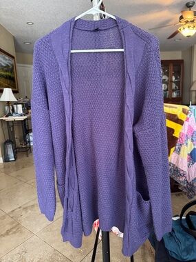 Source Unknown Lavender Open-Front Knit Cardigan Sweater